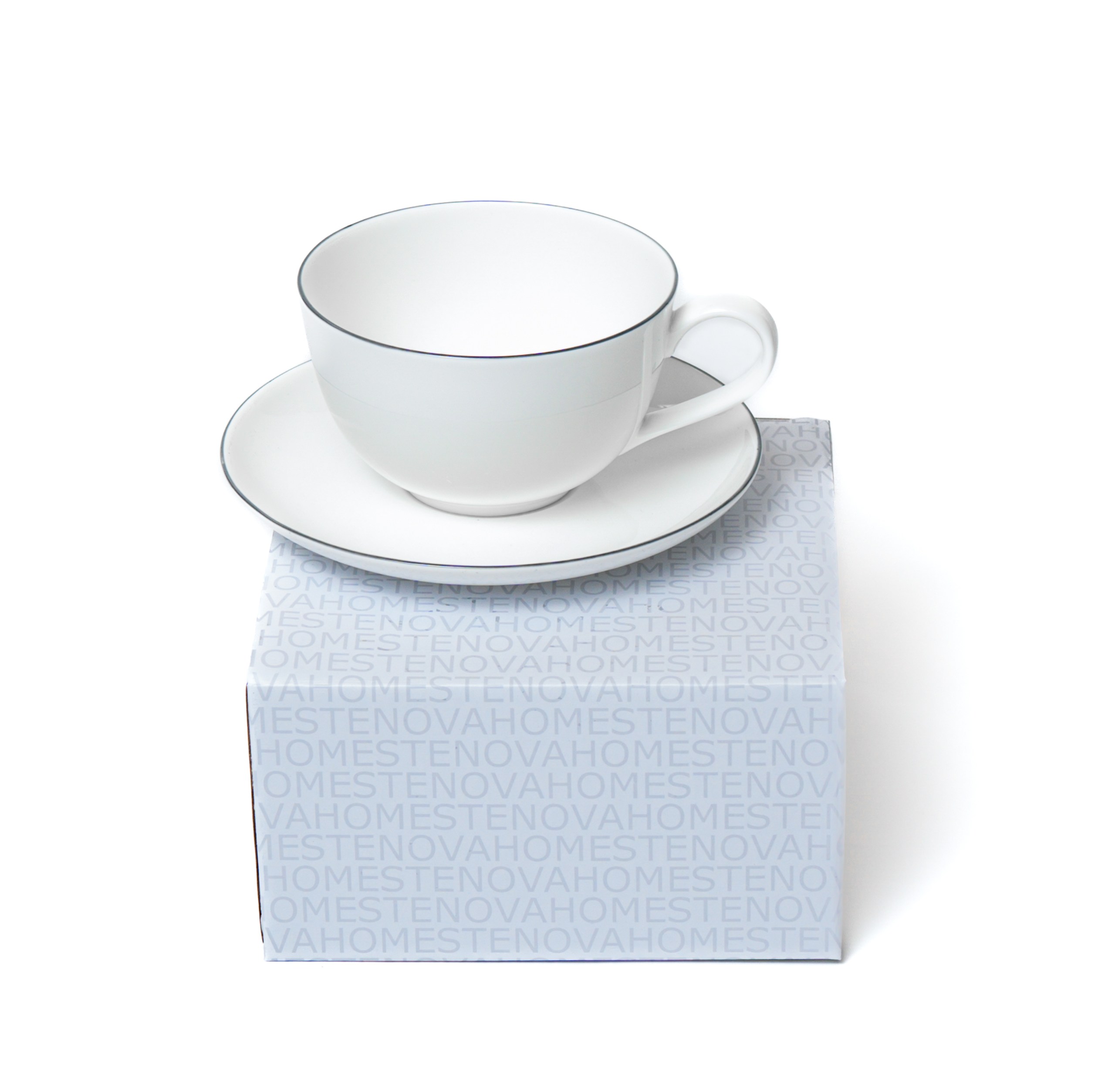 Чайная пара SYMBOL (белый с серым кантом, 1 шт) - фото 3