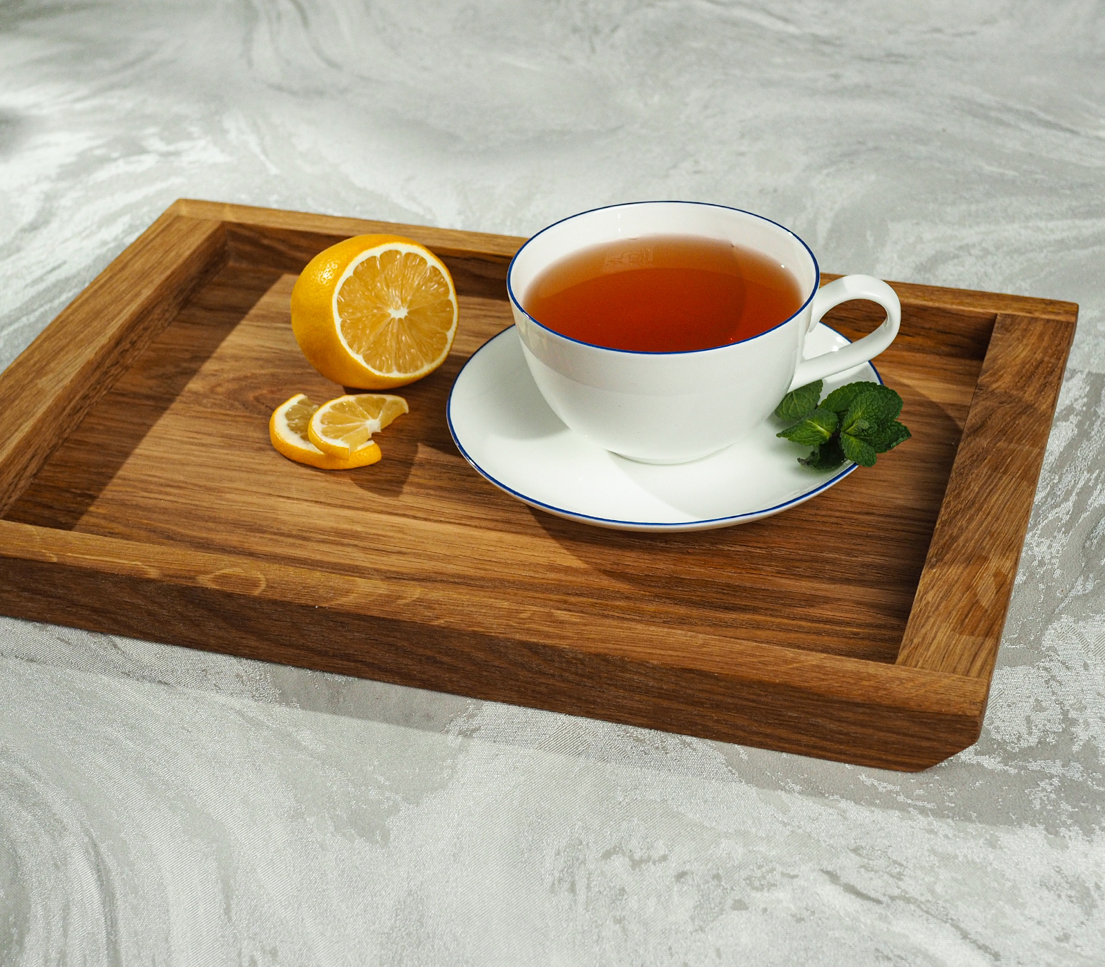 Чайная пара SYMBOL (белый с синим кантом, 1 шт) - фото 1