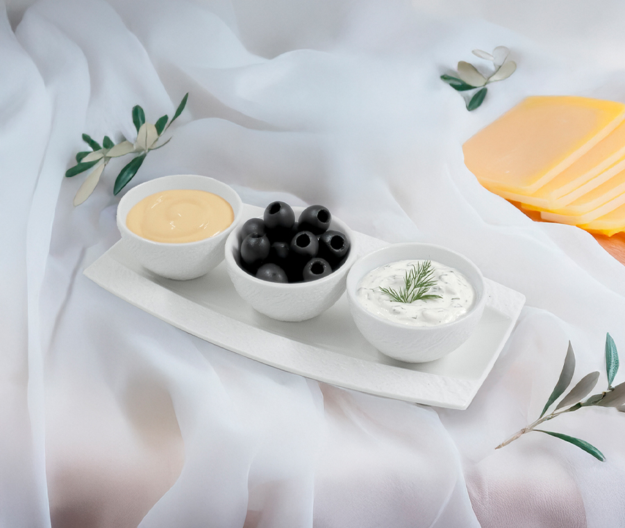 Набор для сервировки LAVA (маленькое блюдо и 3 пиалы, белый)