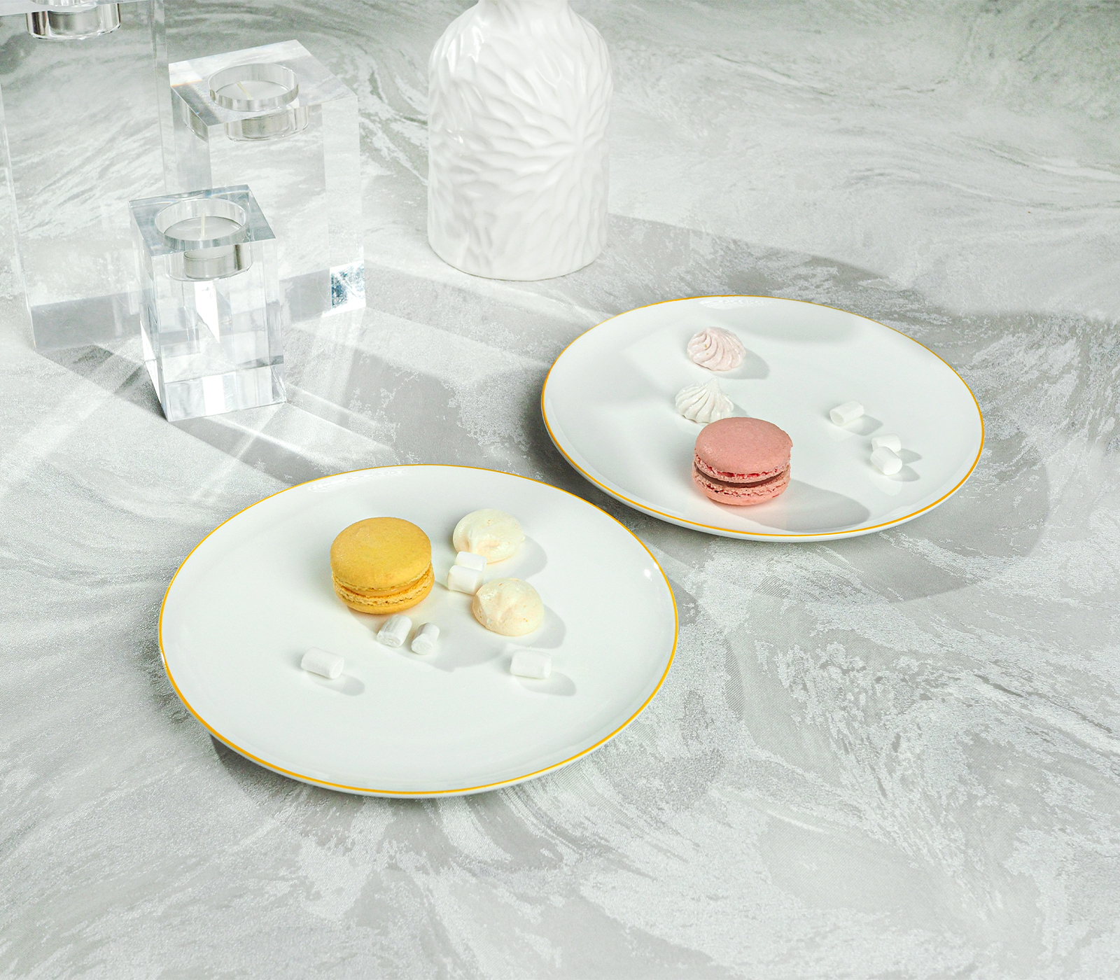 Набор тарелок закусочных SYMBOL (белый с желтым кантом, 2 шт) - фото 1