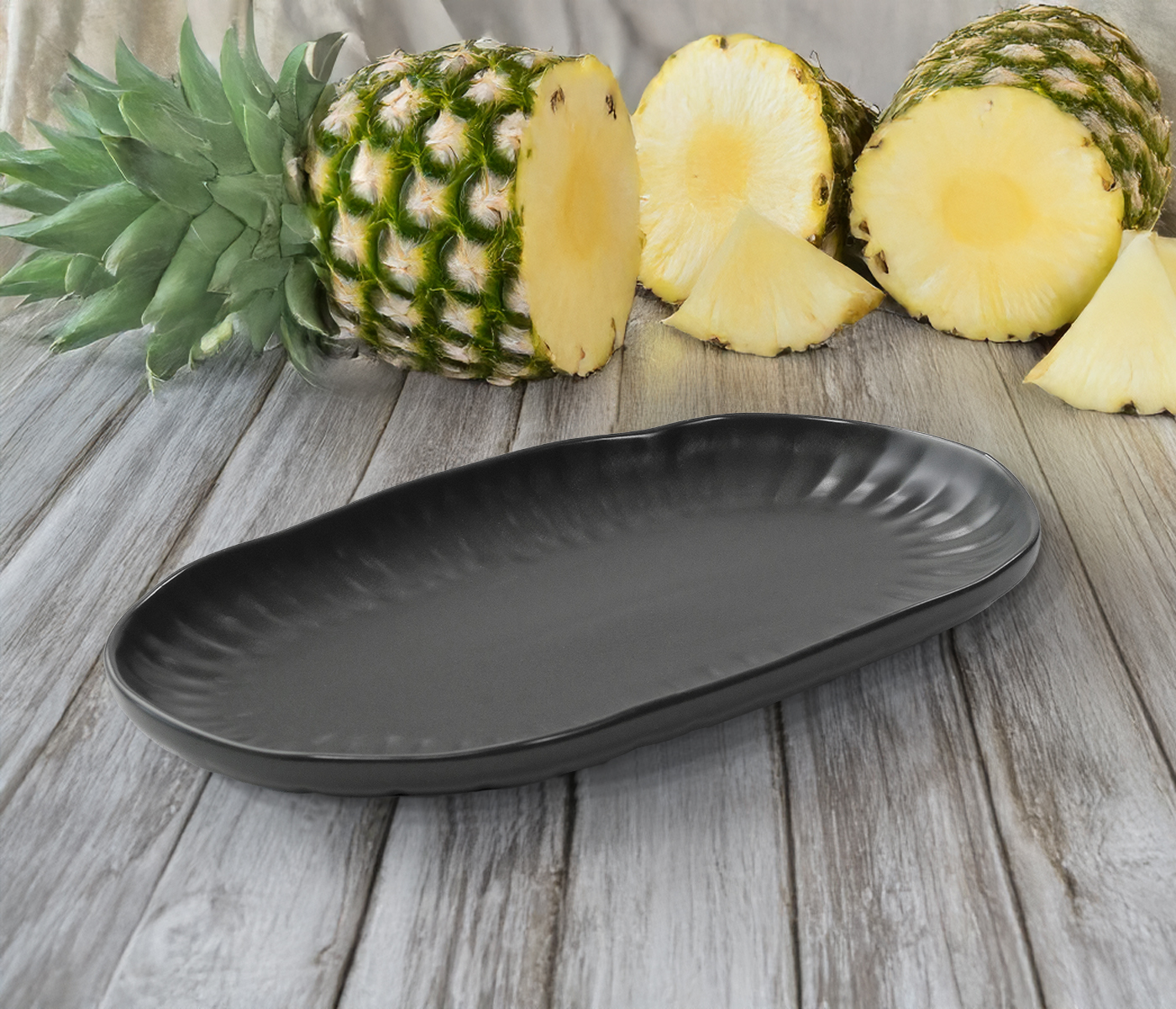 Набор блюд сервировочных LOTUS  (маленькие, графитовые, 2 шт) - фото 1
