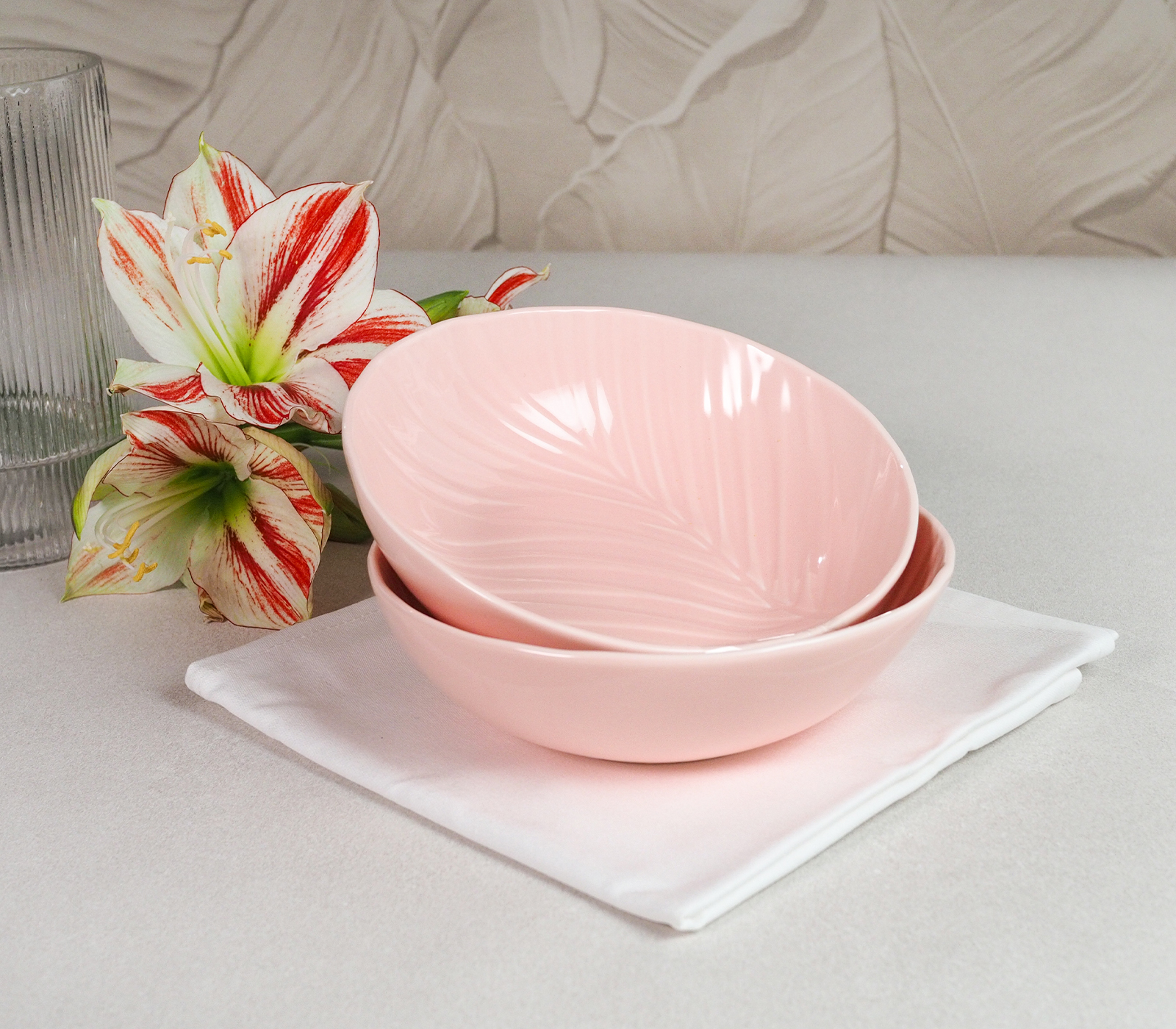 Набор глубоких тарелок BALI (розовый, 2 шт) - фото 1