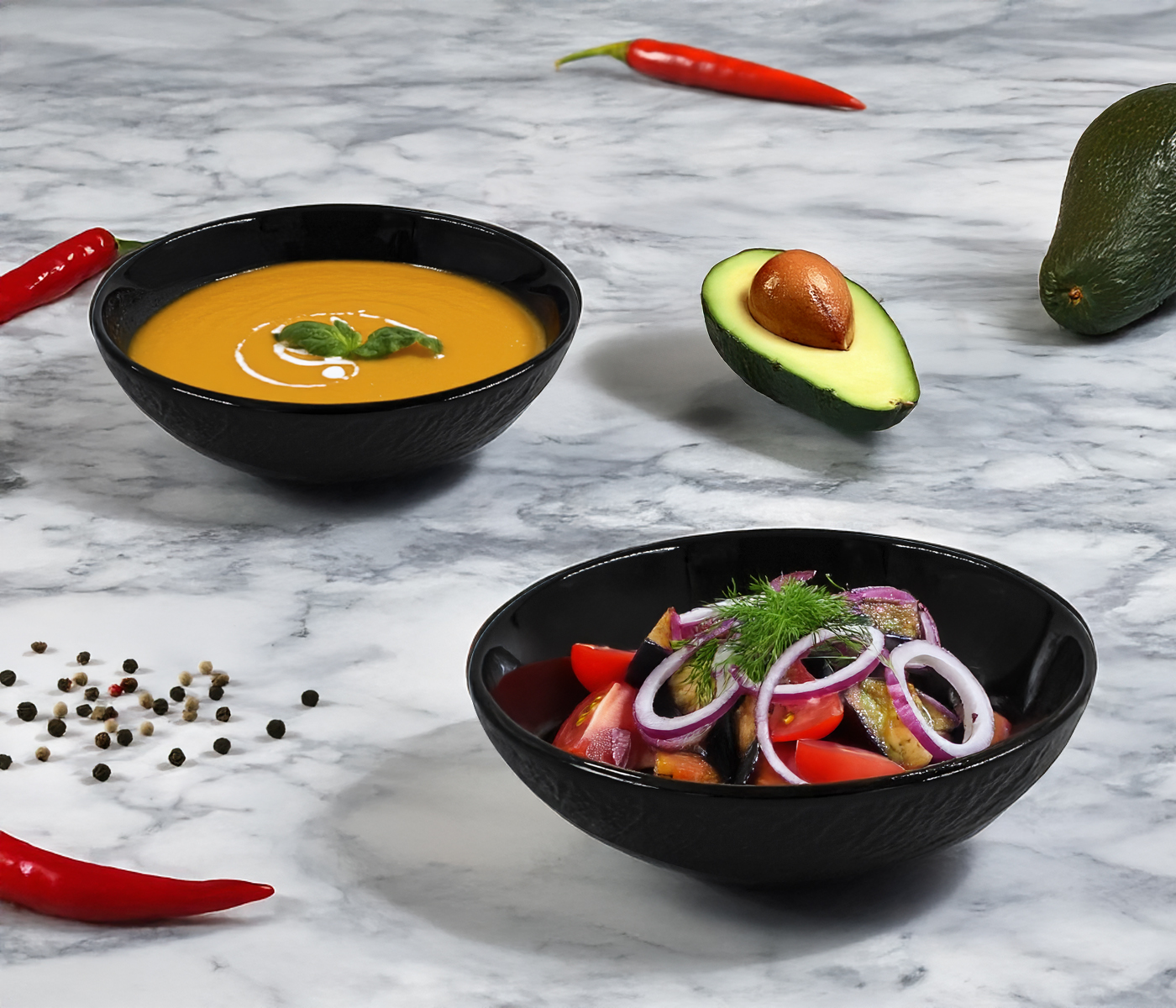 Набор тарелок глубоких LAVA (черный, 2шт) - фото 1