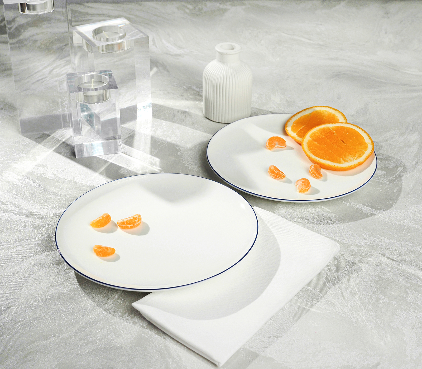 Набор тарелок закусочных SYMBOL (белый с синим кантом, 2 шт) - фото 1