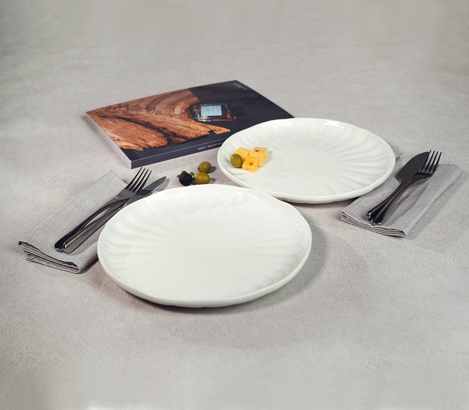 Набор тарелок обеденных LOTUS (белый, 2 шт) - фото 1