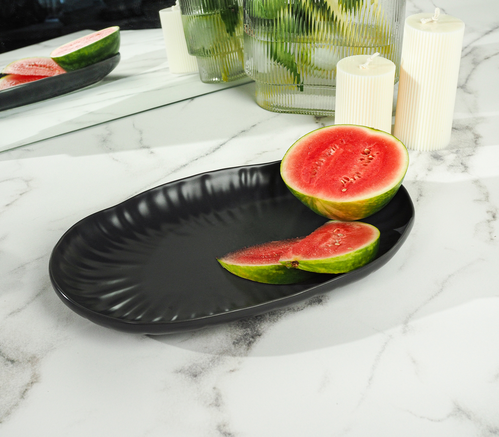 Блюдо сервировочное LOTUS большое (графитовое, большое 1 шт) - фото 1