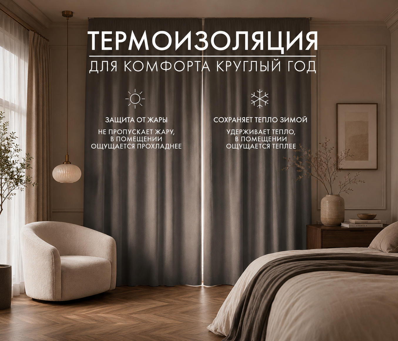 Штора блэкаут ВЕЛЮР (1 шт., цвет кофейный) - фото 9