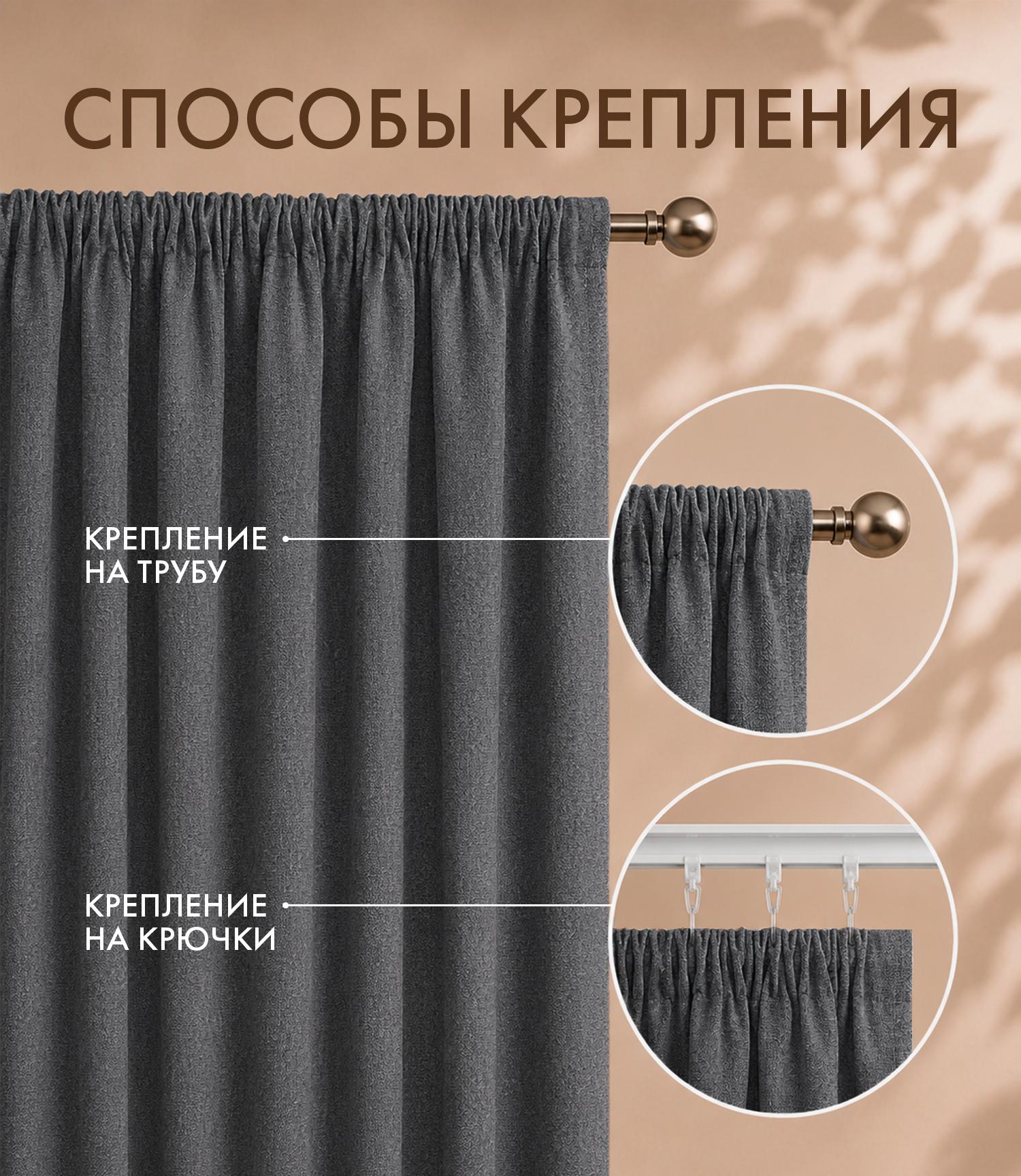 Штора блэкаут ТВИД (1 шт., цвет графитовый) - фото 13