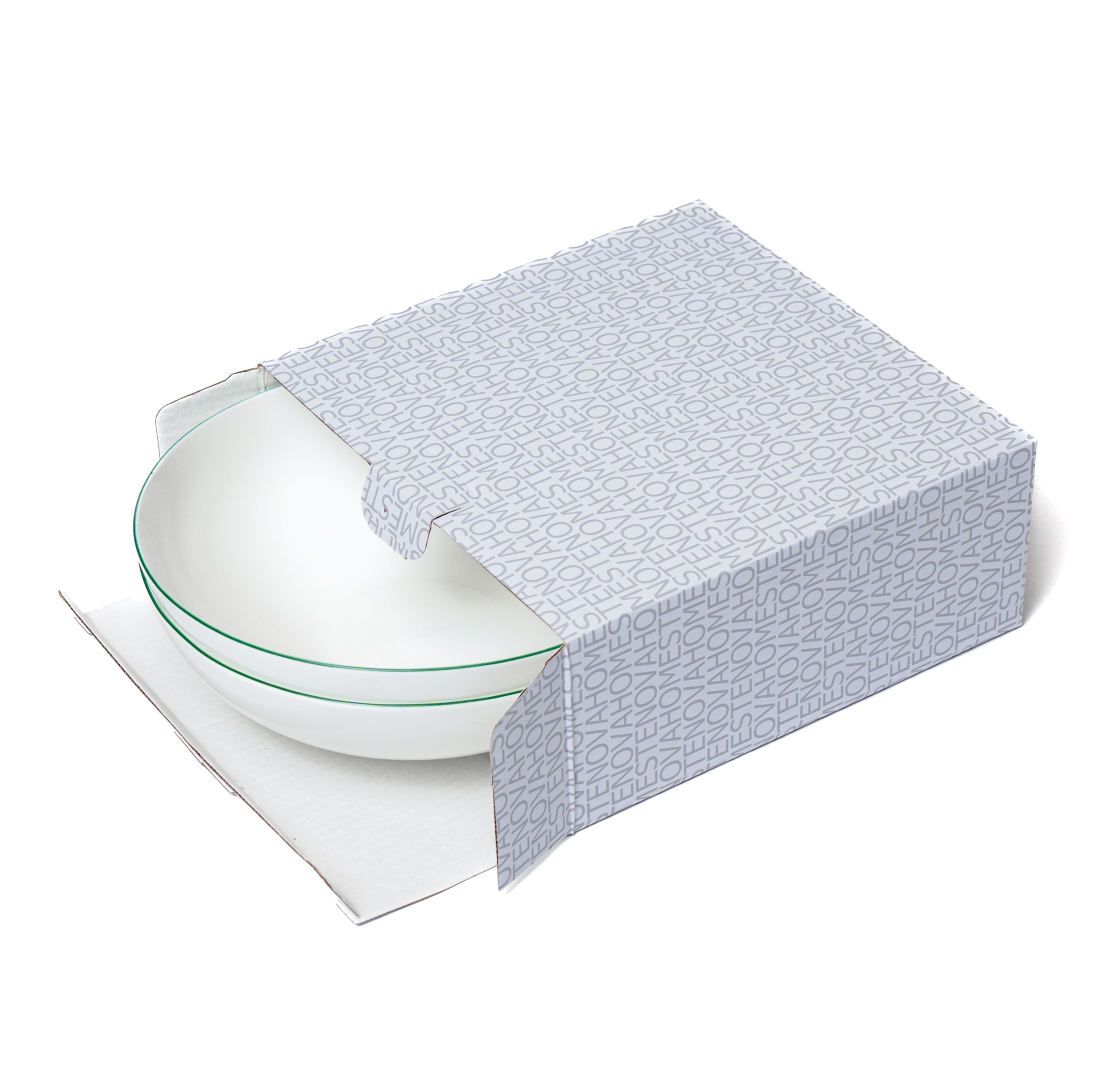 Набор глубоких тарелок SYMBOL (белый с зеленым кантом, 2 шт) - фото 3