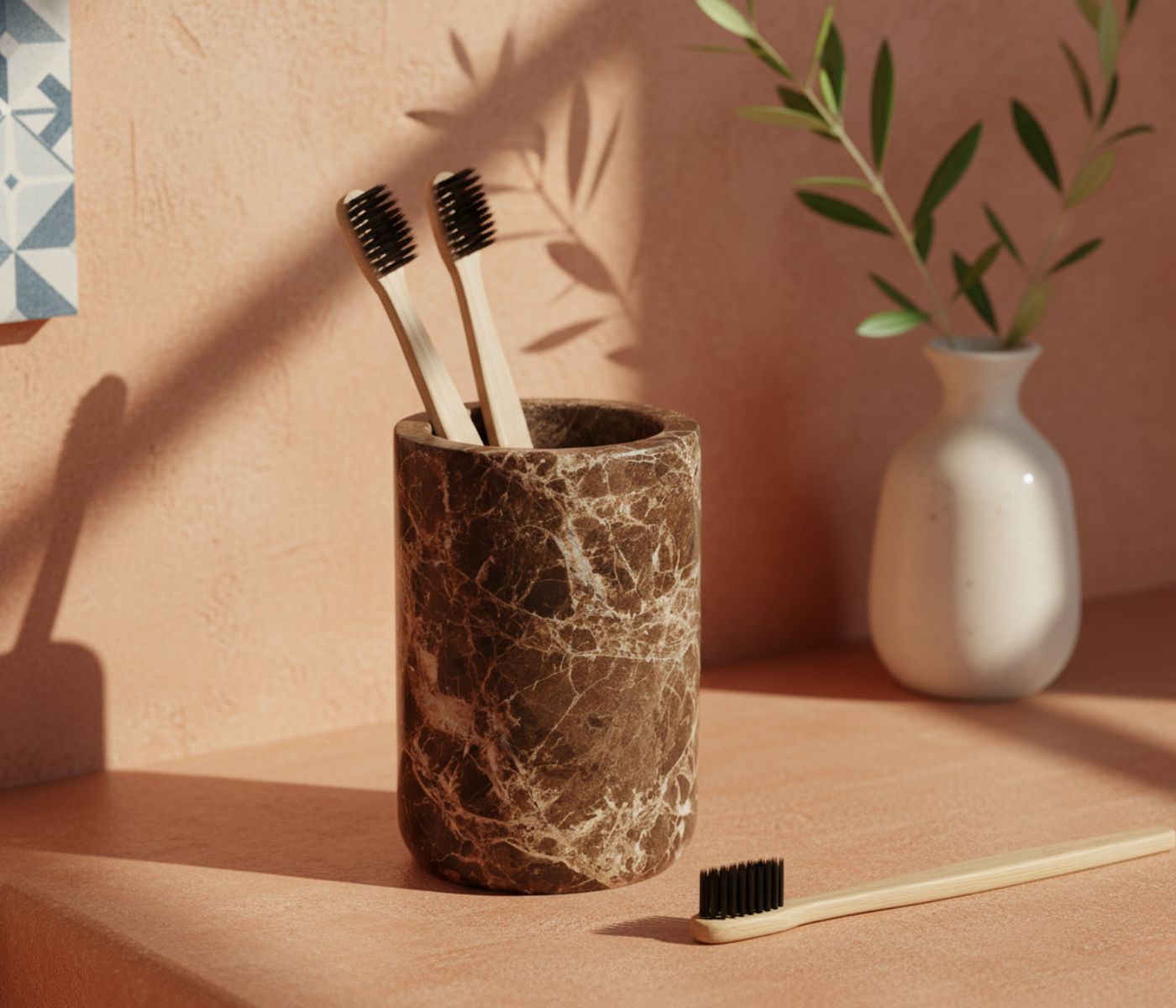Стакан для зубных щеток BRUNO / БРУНО коричнево-черный - фото 1