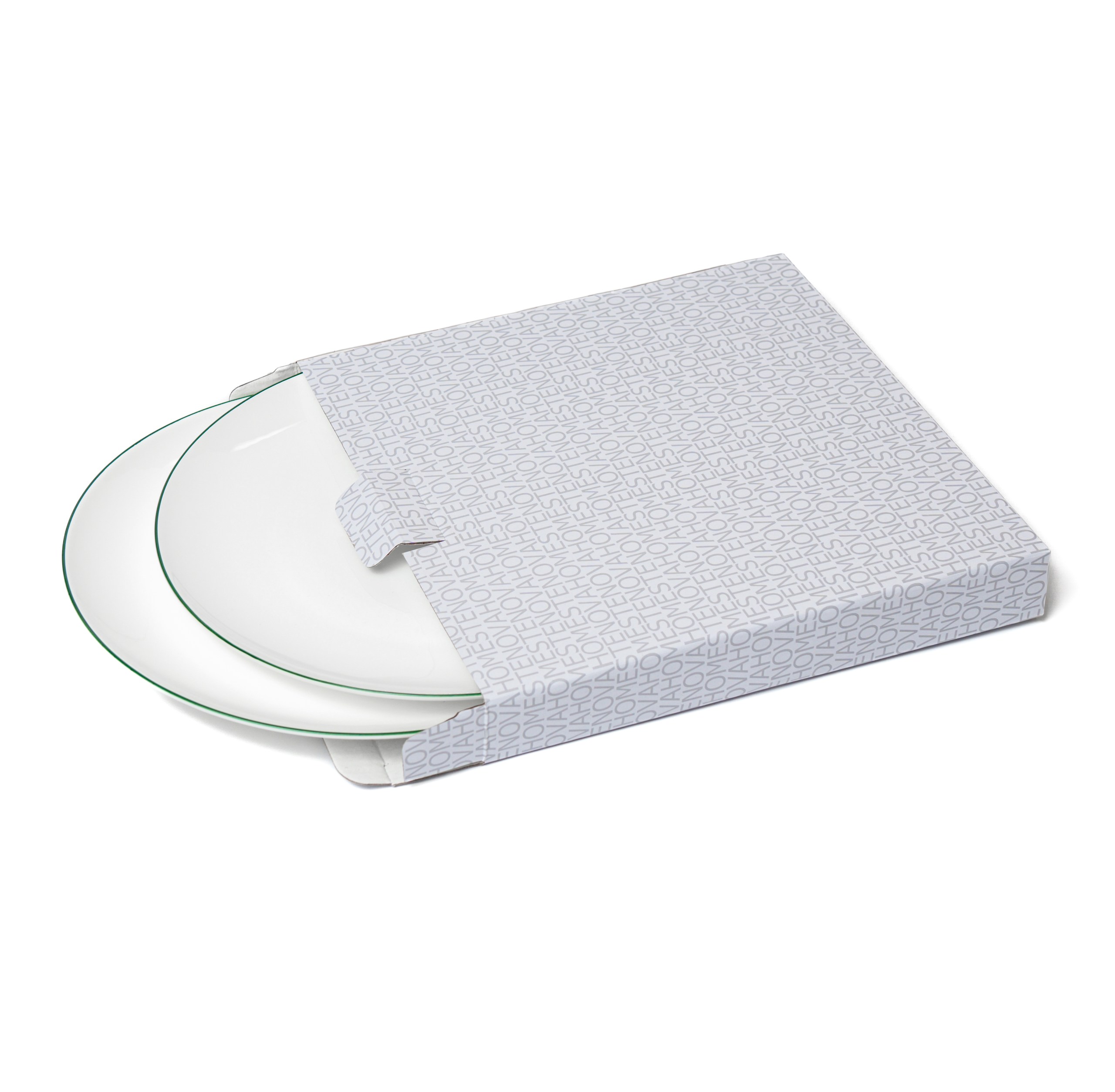 Набор тарелок обеденных SYMBOL (белый с зеленым кантом, 2 шт) - фото 4