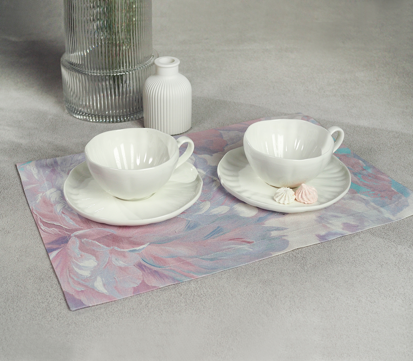 Подарочный набор чайных пар LOTUS (белый) - фото 1