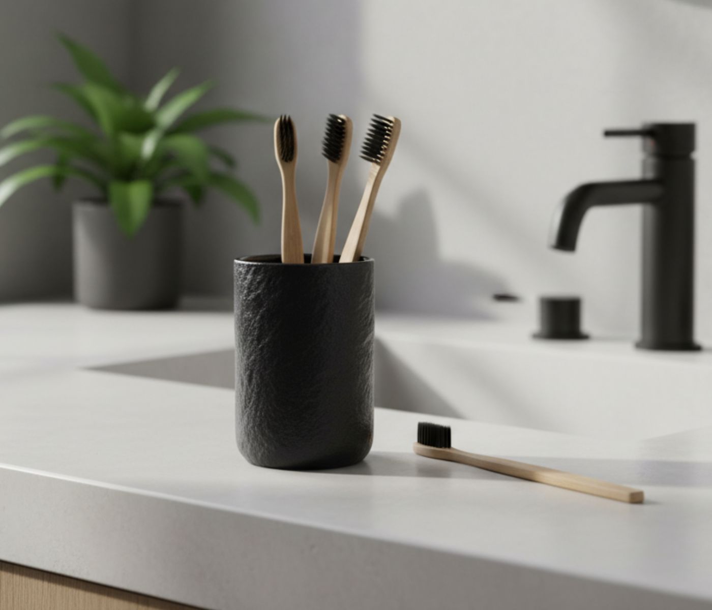 Стакан для зубных щеток LAVA / ЛАВА черный - фото 1