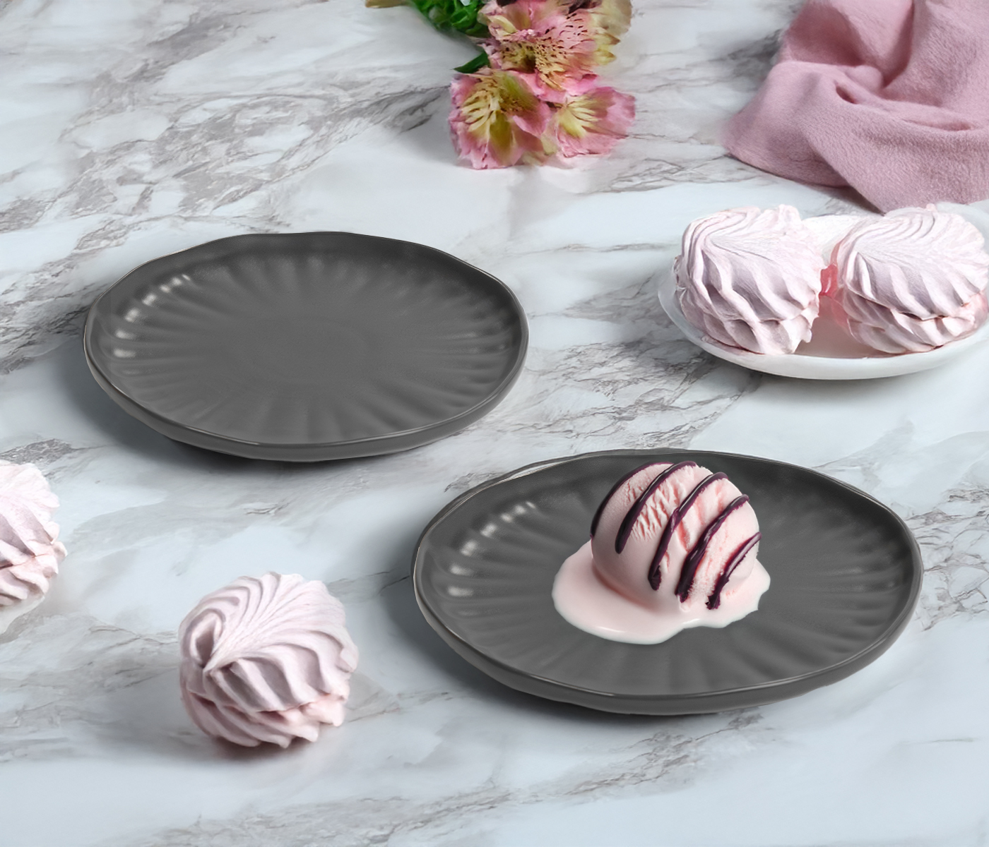 Набор тарелок десертных LOTUS (графитовый, 6 шт) - фото 1