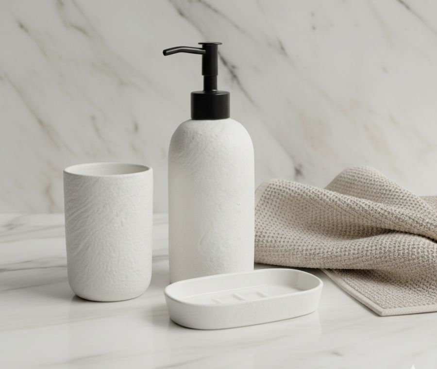 Набор аксессуаров для ванной LAVA / ЛАВА белый (дозатор,стакан,мыльница) 