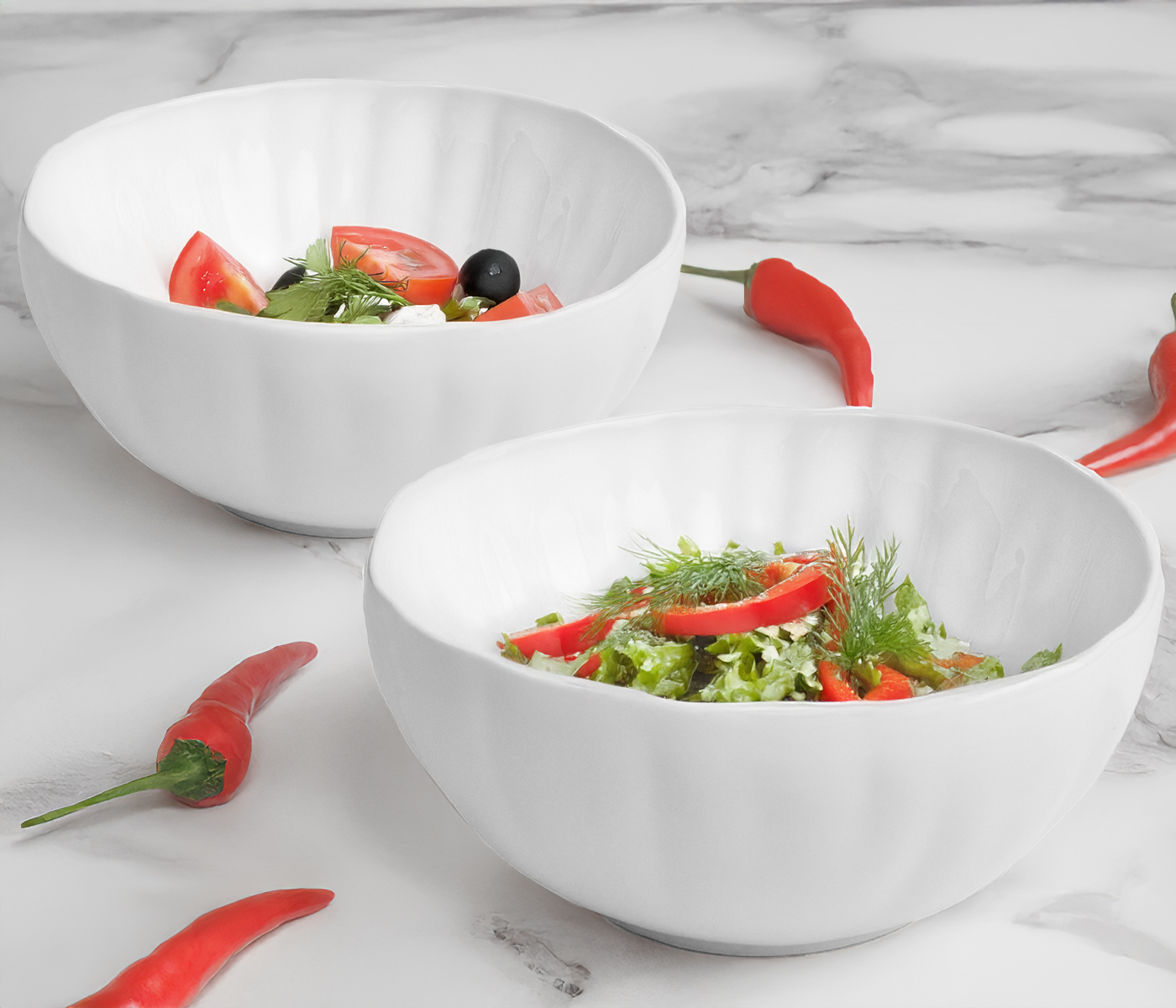 Набор салатников LOTUS (большие, белые, 2 шт) - фото 2