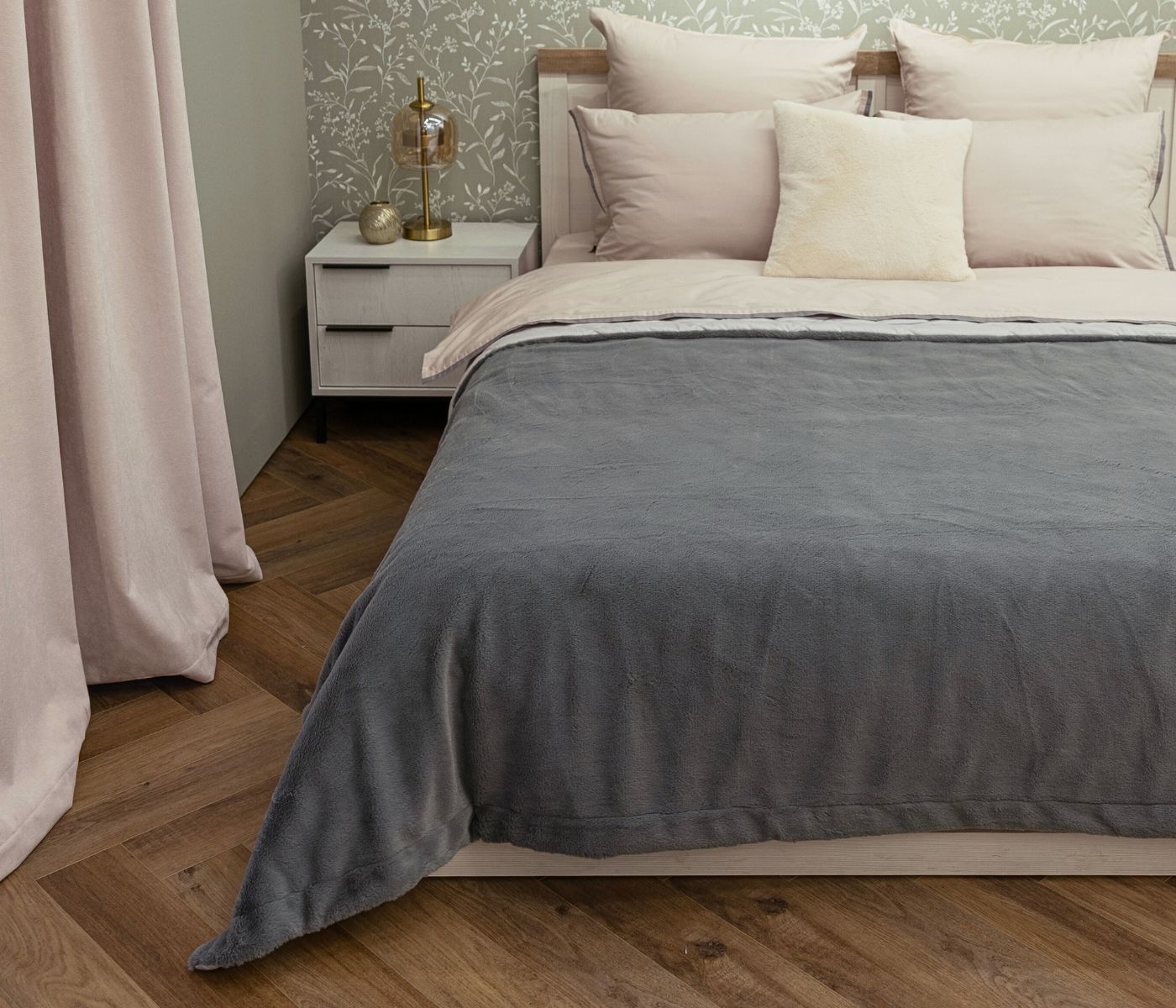 Покрывало меховое стеганое FROST GREY - фото 1