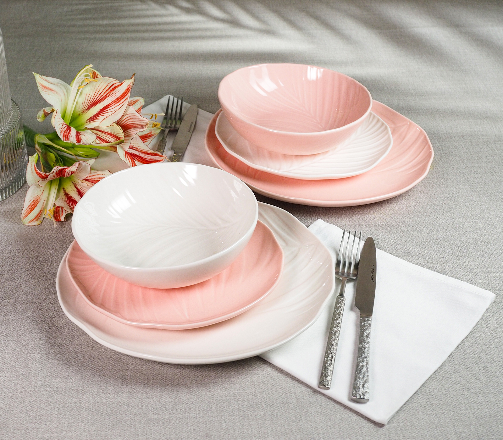 Подарочный набор тарелок BALI (розовый/белый) - фото 1