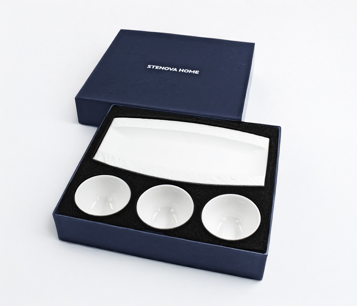 Набор для сервировки LAVA (маленькое блюдо и 3 пиалы, белый) - фото 3