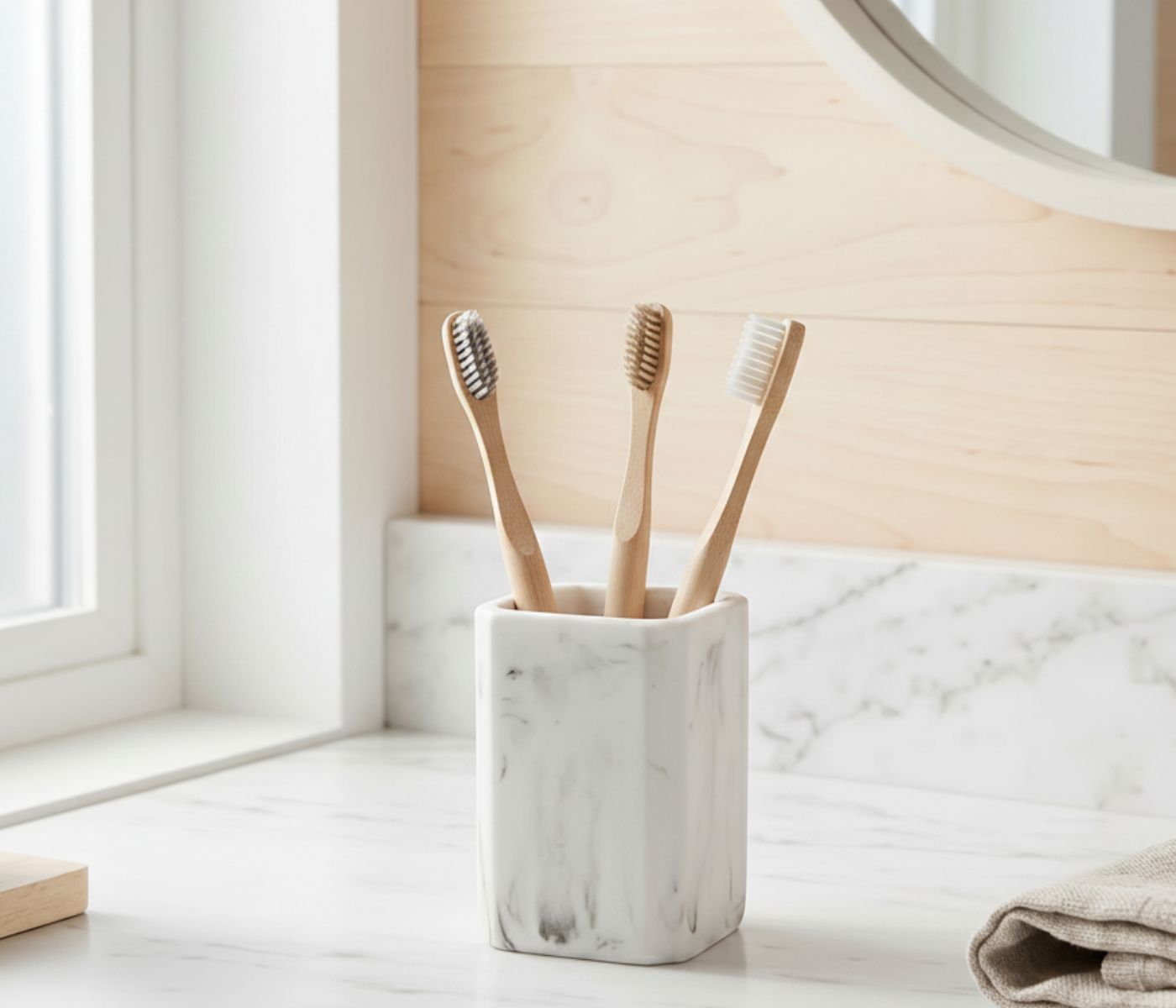 Стакан для зубных щеток ONEGA / ОНЕГА белый - фото 1