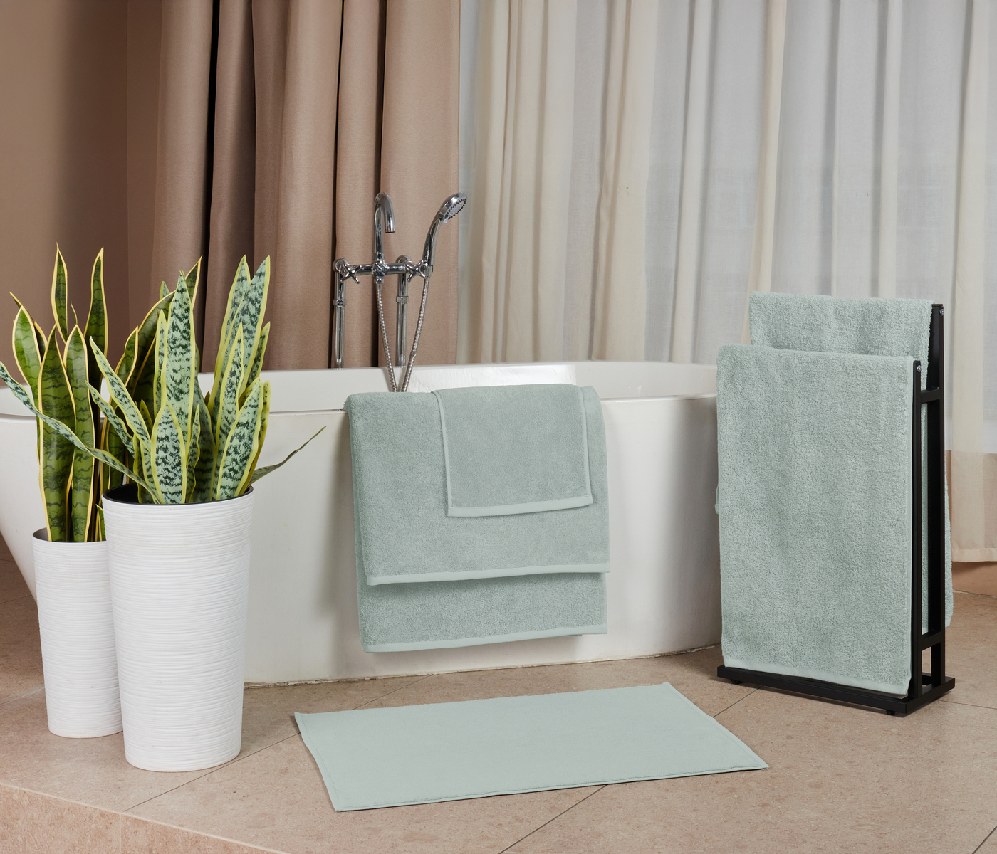 Коврик для ног махровый IDEAL (серо-зеленый) - фото 2