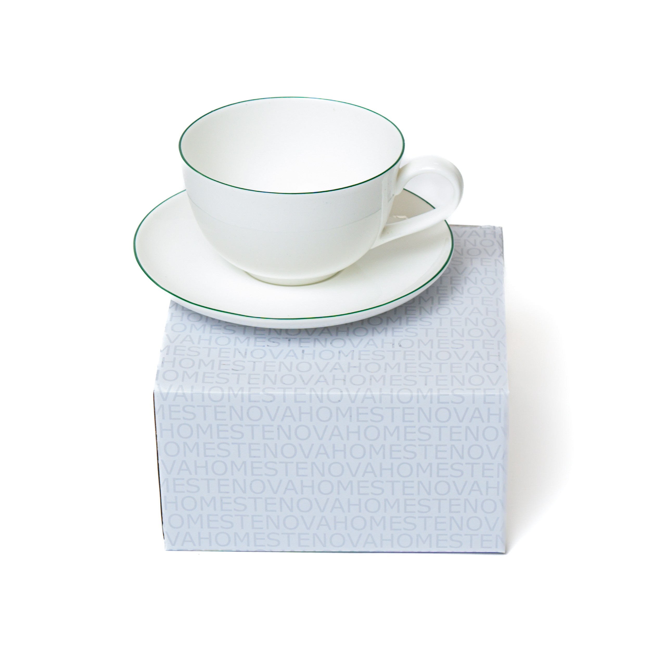 Чайная пара SYMBOL (белый с зеленым кантом, 1 шт) - фото 3