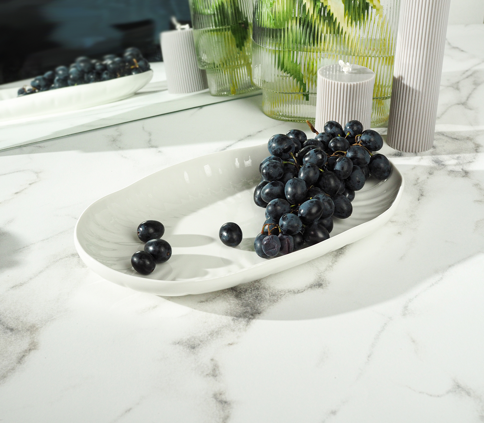 Блюдо сервировочное LOTUS (белое, большое, 1 шт) - фото 1