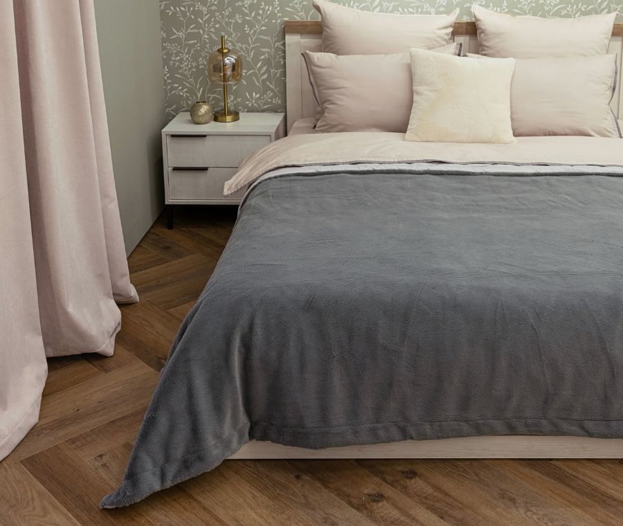 Покрывало меховое стеганое FROST GREY