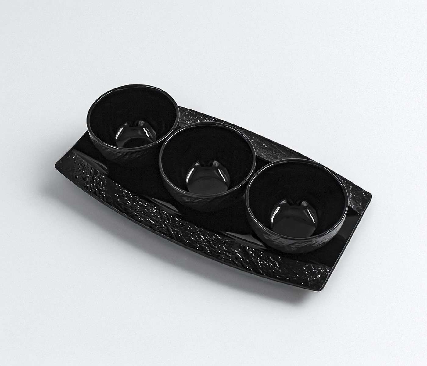 Набор для сервировки LAVA (маленькое блюдо и 3 пиалы, черный) - фото 2