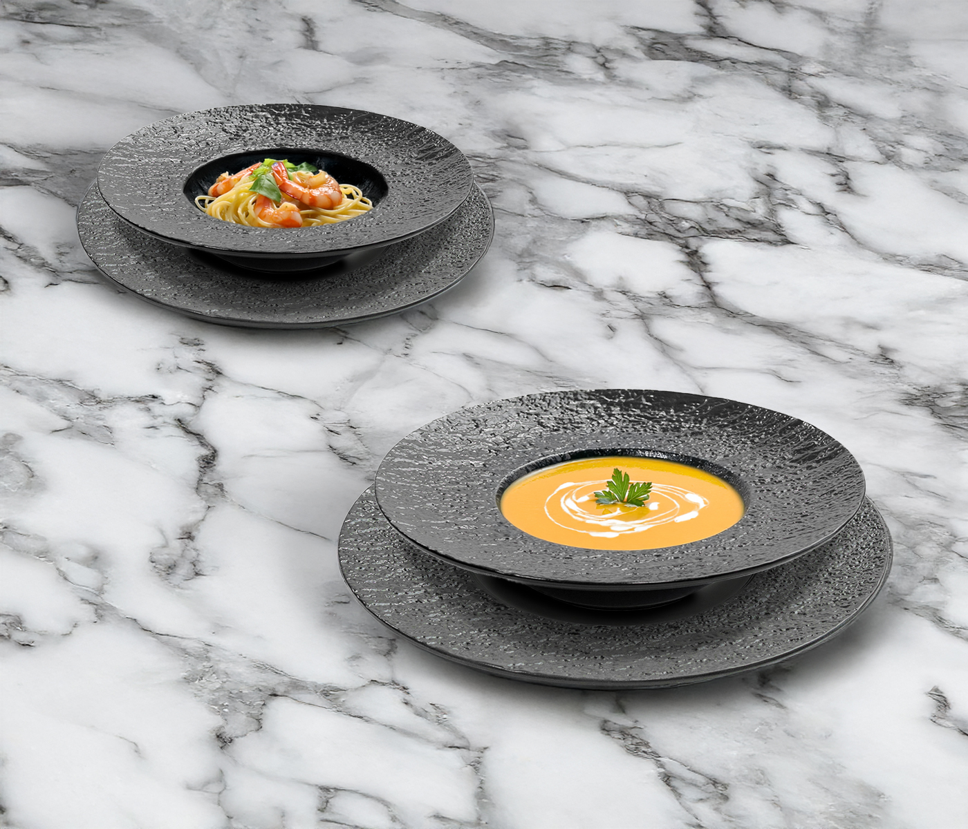 Набор тарелок глубоких с полями LAVA (черный, 2шт) - фото 2