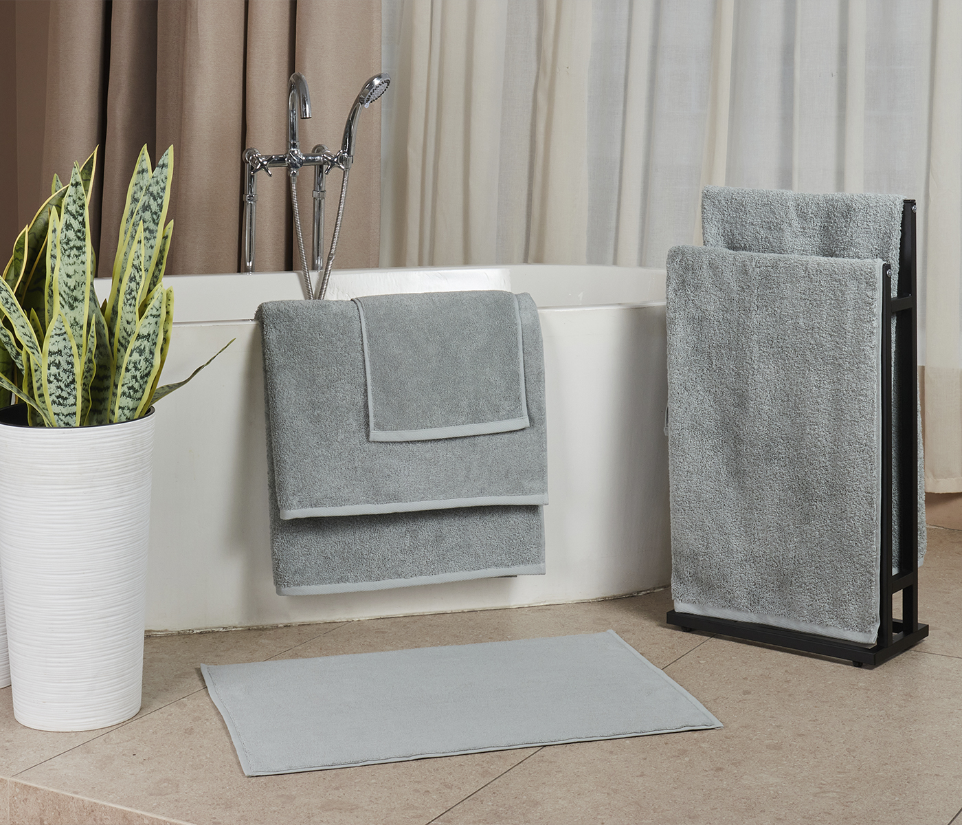 Полотенце махровое IDEAL (серо-зеленый) - фото 4