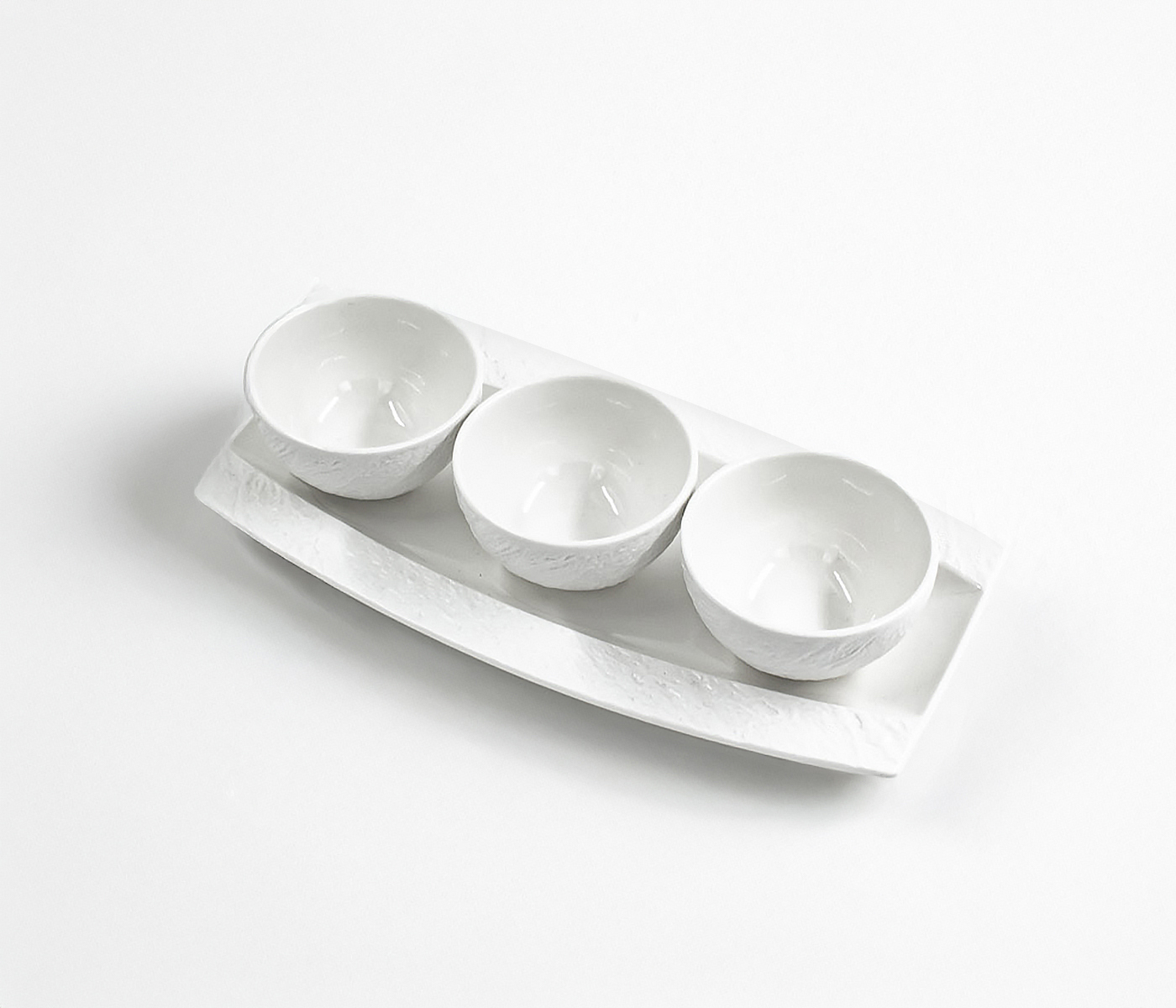 Набор для сервировки LAVA (маленькое блюдо и 3 пиалы, белый) - фото 2
