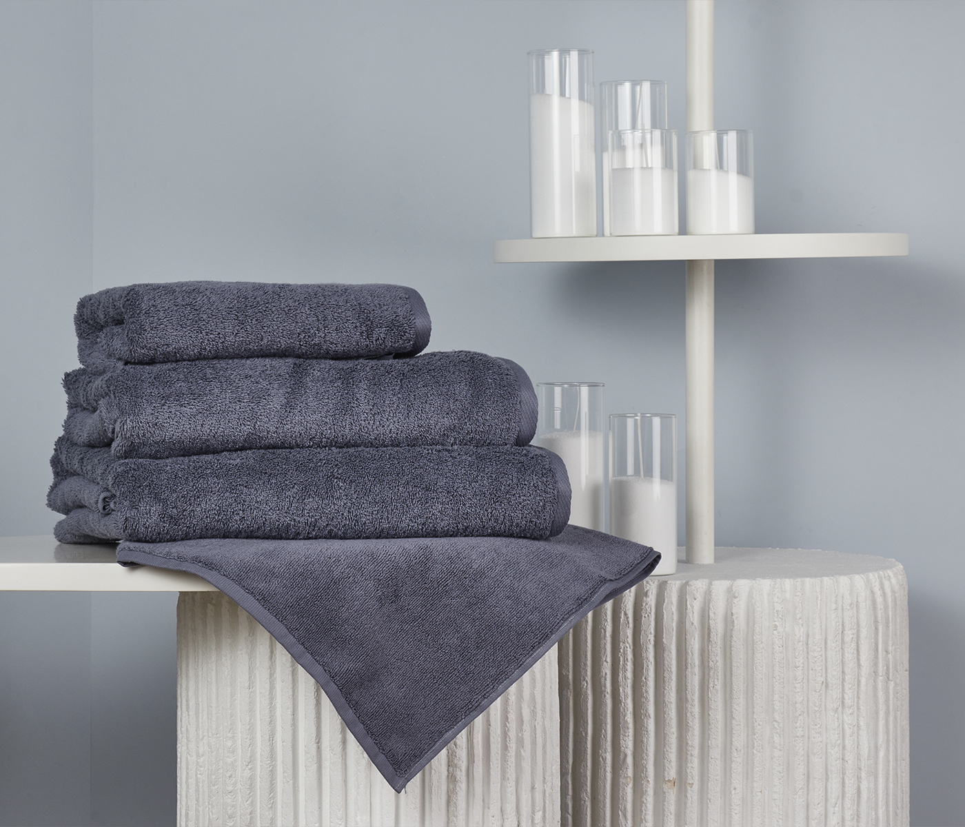 Полотенце махровое IDEAL (серо-синий) - фото 3