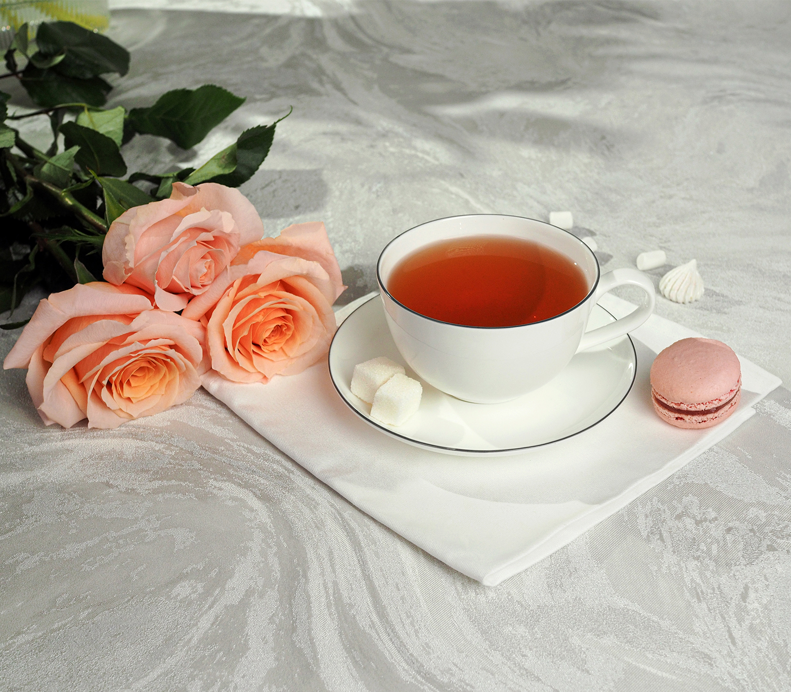 Чайная пара SYMBOL (белый с серым кантом, 1 шт) - фото 1