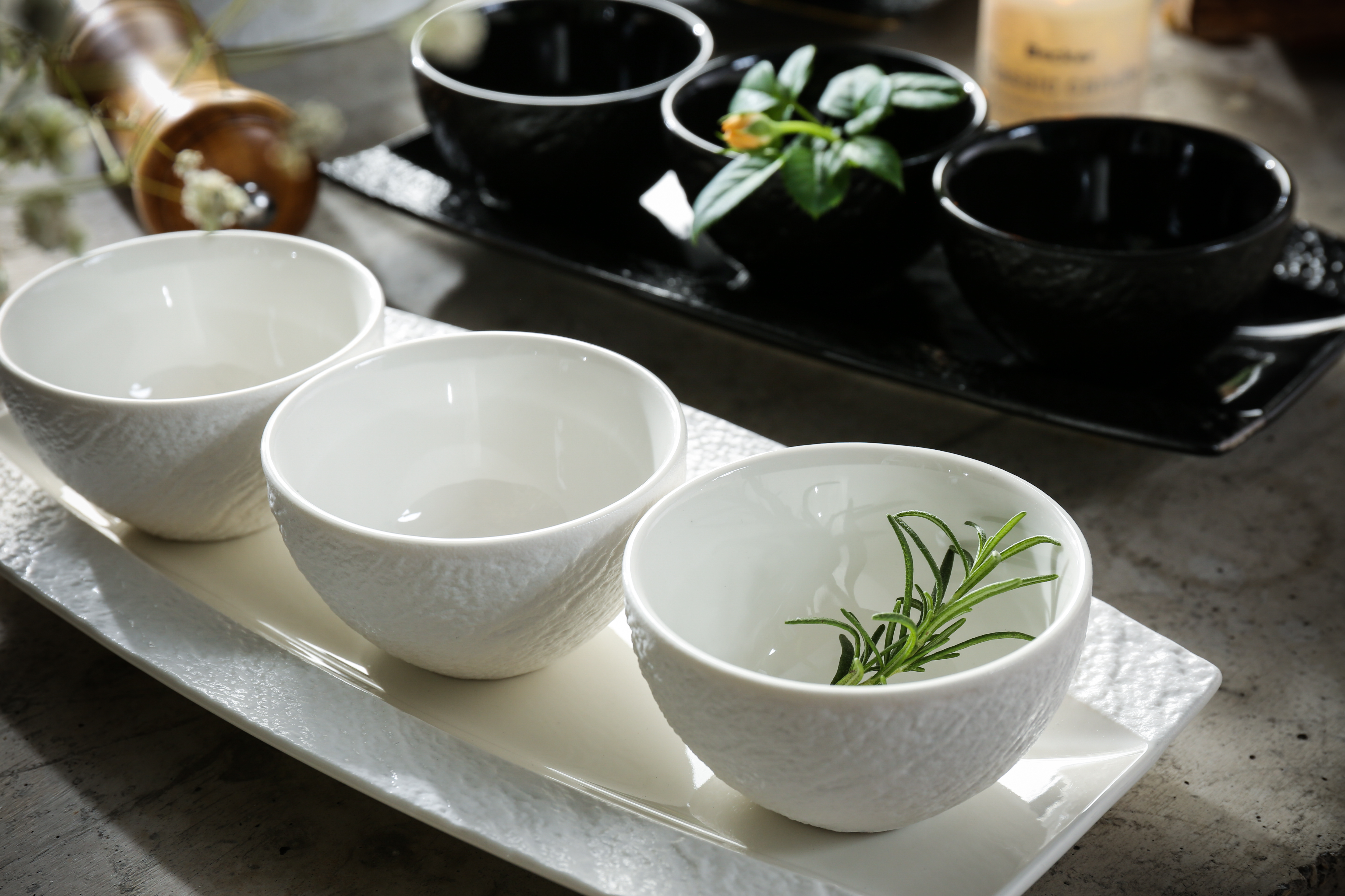 Набор для сервировки LAVA (маленькое блюдо и 3 пиалы, белый) - фото 5