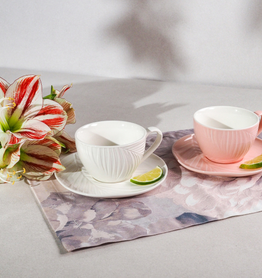 Подарочный набор чайных пар BALI / БАЛИ (розовый/белый)