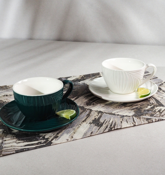 Подарочный набор чайных пар BALI (зеленый/белый)