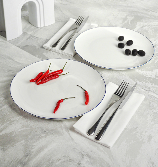 Набор тарелок обеденных SYMBOL (белый с синим кантом, 2 шт)