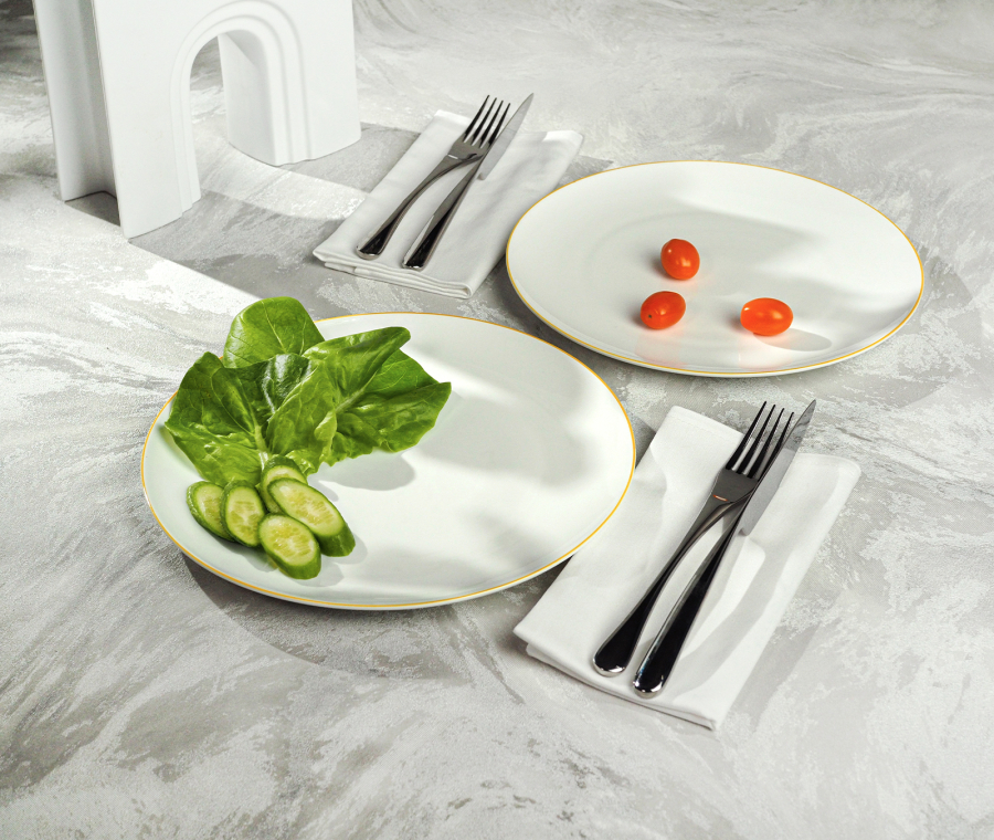 Набор тарелок обеденных SYMBOL (белый с желтым кантом, 2 шт)