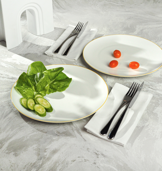 Набор тарелок обеденных SYMBOL (белый с желтым кантом, 2 шт)