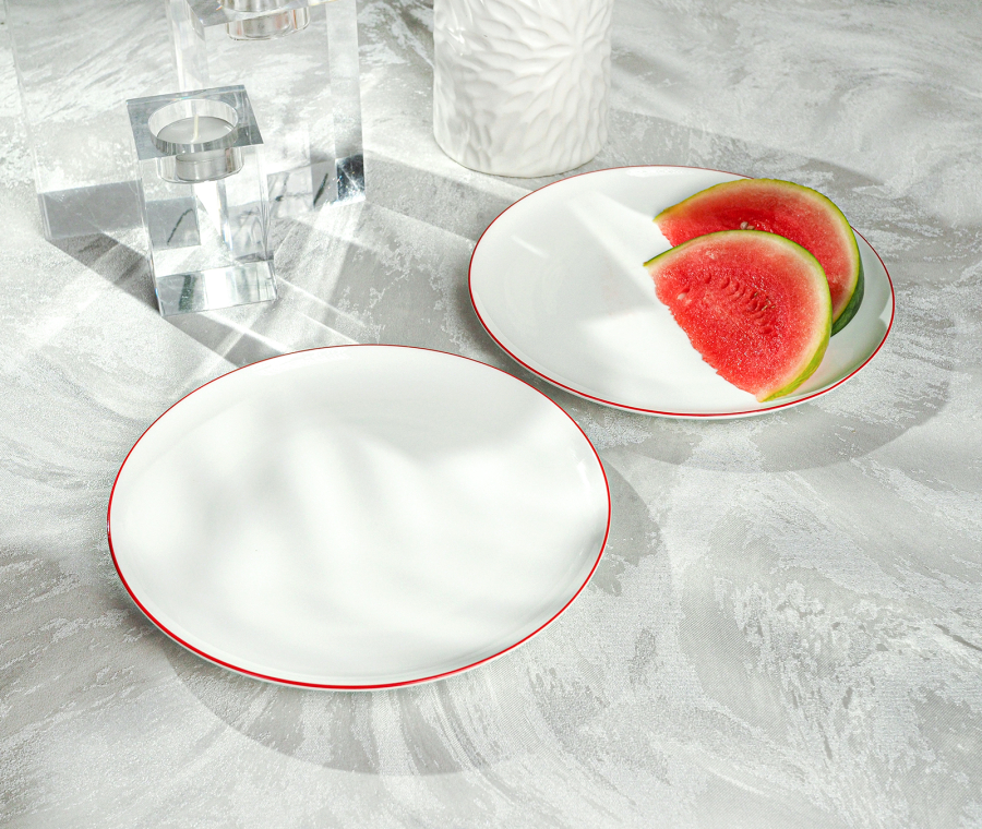 Набор тарелок закусочных SYMBOL (белый с красным кантом, 2 шт)