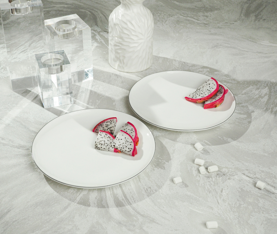 Набор тарелок закусочных SYMBOL (белый с серым кантом, 2 шт)