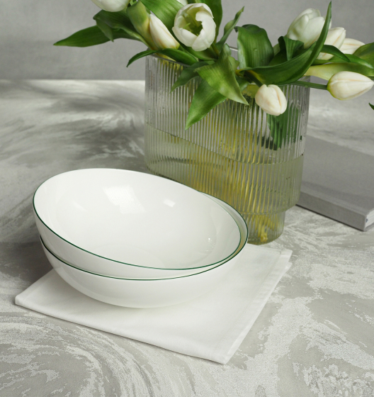 Набор глубоких тарелок SYMBOL (белый с зеленым кантом, 2 шт)