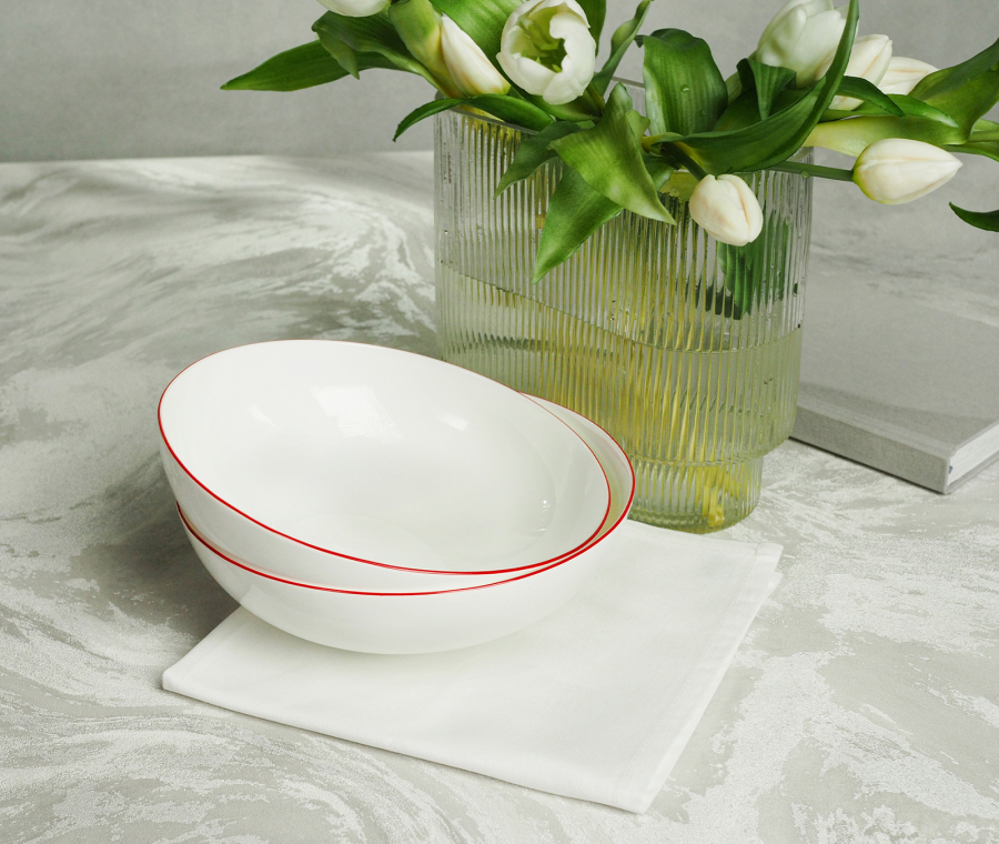 Набор глубоких тарелок SYMBOL (белый с красным кантом, 2 шт)