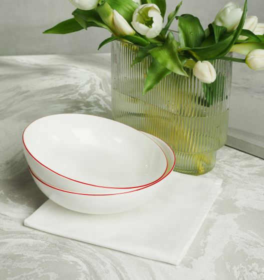 Набор глубоких тарелок SYMBOL (белый с красным кантом, 2 шт)