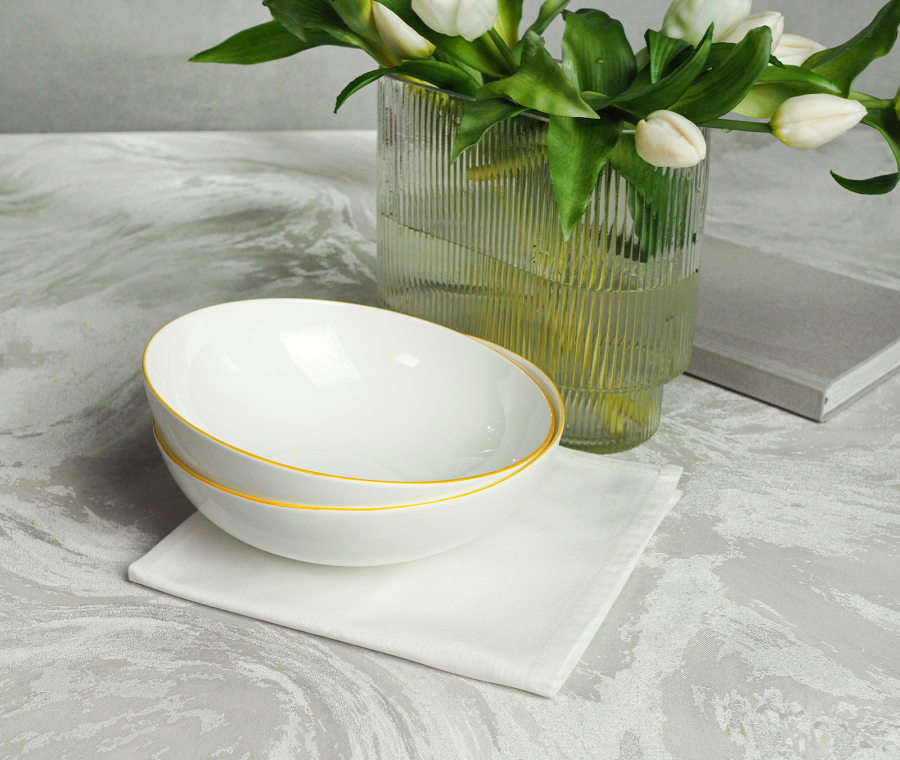 Набор глубоких тарелок SYMBOL (белый с желтым кантом, 2 шт)
