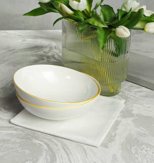 Набор глубоких тарелок SYMBOL (белый с желтым кантом, 2 шт)