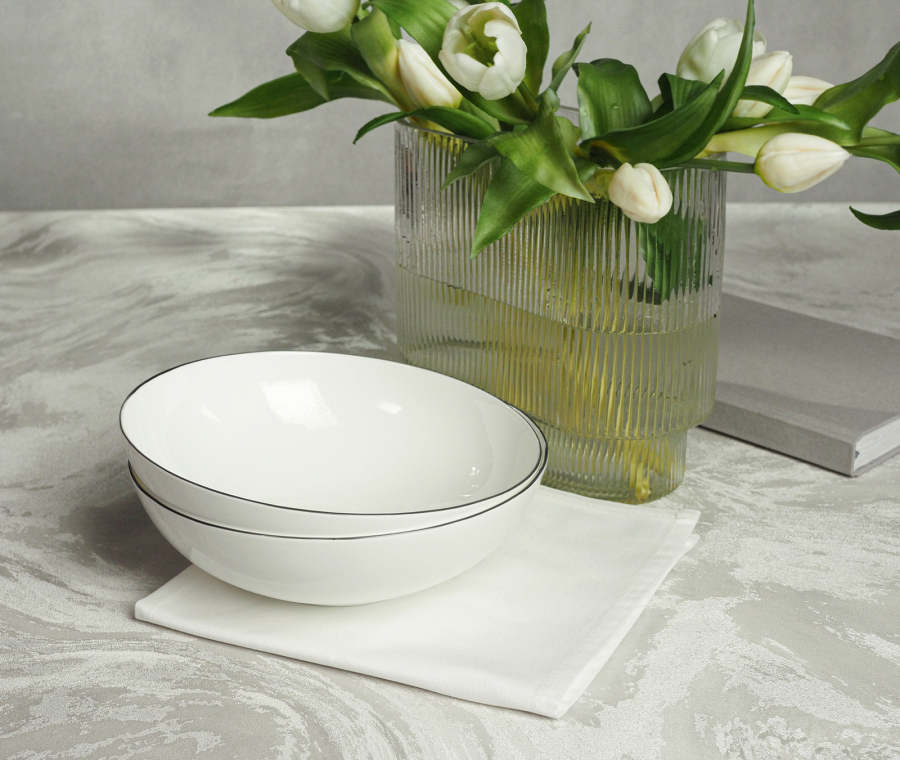 Набор глубоких тарелок SYMBOL (белый с серым кантом, 2 шт)