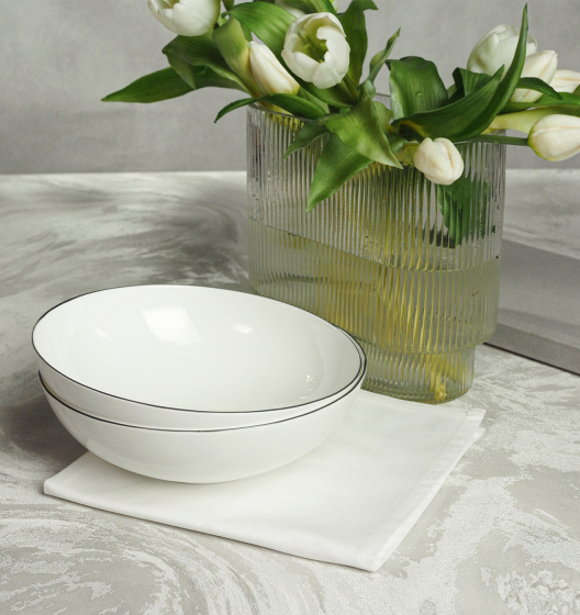 Набор глубоких тарелок SYMBOL (белый с серым кантом, 2 шт)