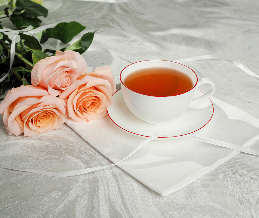 Чайная пара SYMBOL (белый с красным кантом, 1 шт)